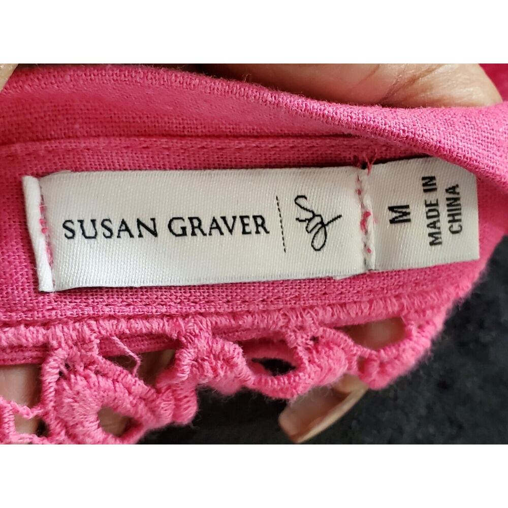 Susan Graver Women Pink Linen Single Breasted Long Sleeve Jacket Blazer Size M - Picture 7 of 11